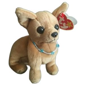 Ty Beanie Baby Tiny the Chihuahua with Errors Includes Handmade Beaded Collar